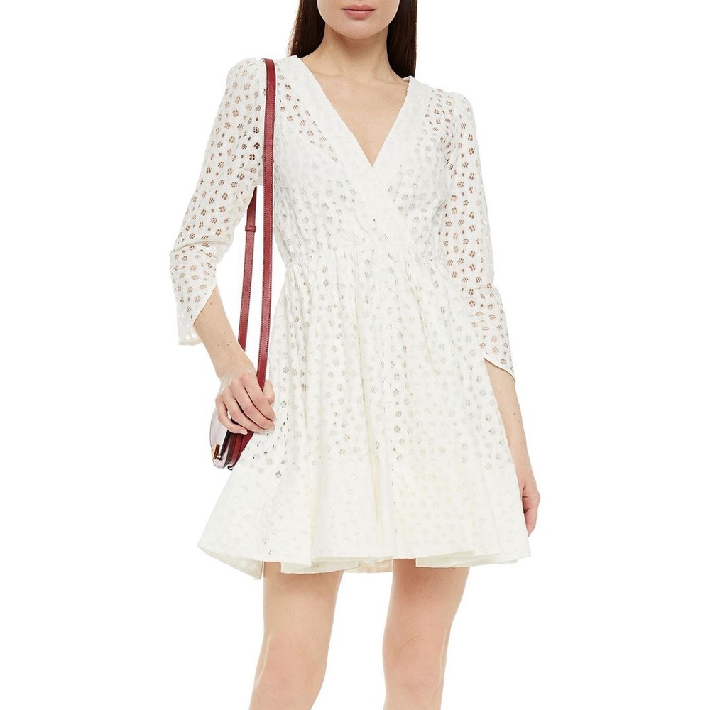 NWT Maje white skater 3/4 sleeve skater dress fit flare 0